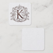 Monogram K Square Calling Card Vierkante Visitekaartje (Voorkant / Achterkant)