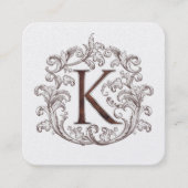 Monogram K Square Calling Card Vierkante Visitekaartje (Voorkant)