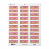 Monogram "K" Tangle Letter Oranje Roze Waterverf Etiket (Full Sheet)