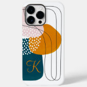 Monogram K Turquoise Oranje Boho Abstracte Kunst Case-Mate iPhone Case (Achterkant)