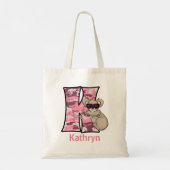 Monogram K voor het Beer Girls Pink Koala Tote Bag (Achterkant)