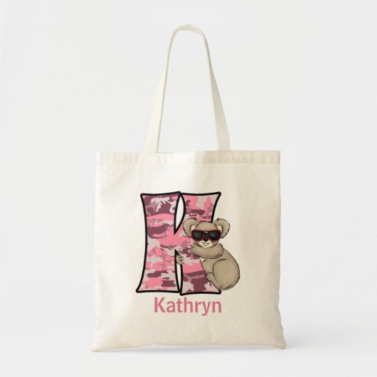 Monogram K voor het Beer Girls Pink Koala Tote Bag (Voorkant)