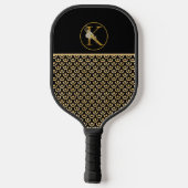 MONOGRAM K, ZWART & GOUD MODERN PATROON PICKLEBALL PADDLE (Achterkant)