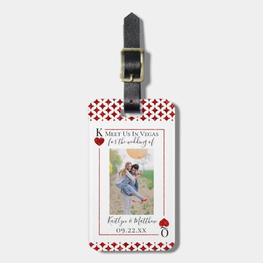 Monogram Kaart afspelen Weduwfoto opslaan Datum Bagagelabel (Voorkant verticaal)