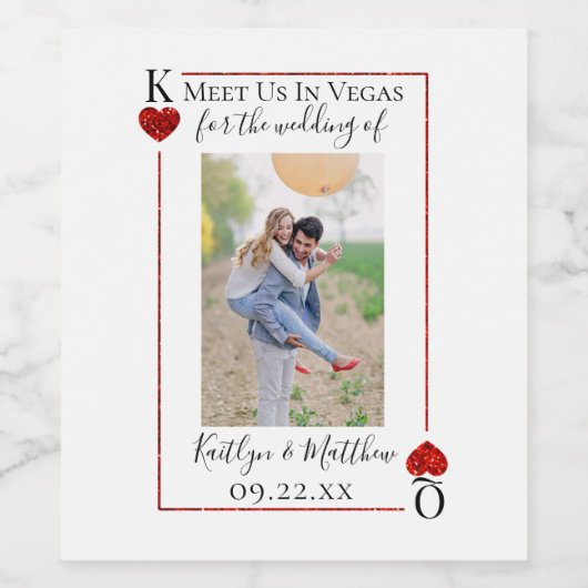 Monogram Kaart afspelen Weduwfoto opslaan Datum Wijn Etiket (Enkel label)