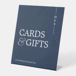 Monogram Kaart en geschenken Navy Blue Bruiloft Reclamebord Met Voetstuk