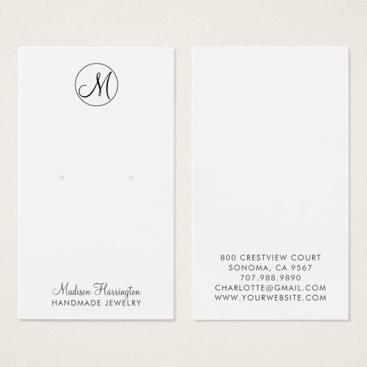 Monogram Kaart voor juwelenweergave (Voorkant /achterkant)