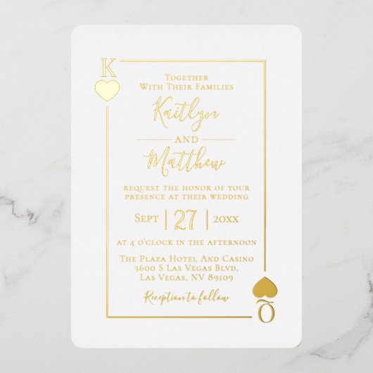 Monogram Kaart Wedding Real Gold Foil (Voorkant)