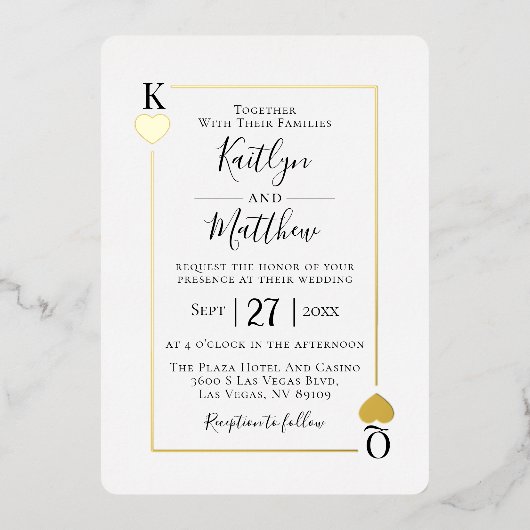 Monogram Kaart Wedding Real Gold Foil (Voorkant)