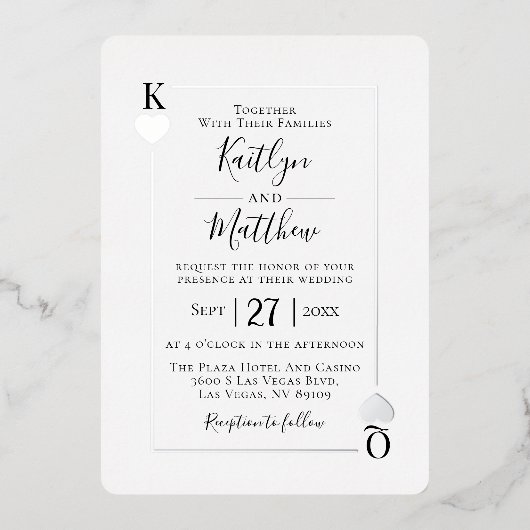 Monogram Kaart Wedding Real Silver Foil (Voorkant)