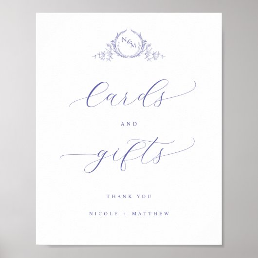 Monogram Kaarten en geschenken Lavendel Trouwbord Poster (Voorkant)