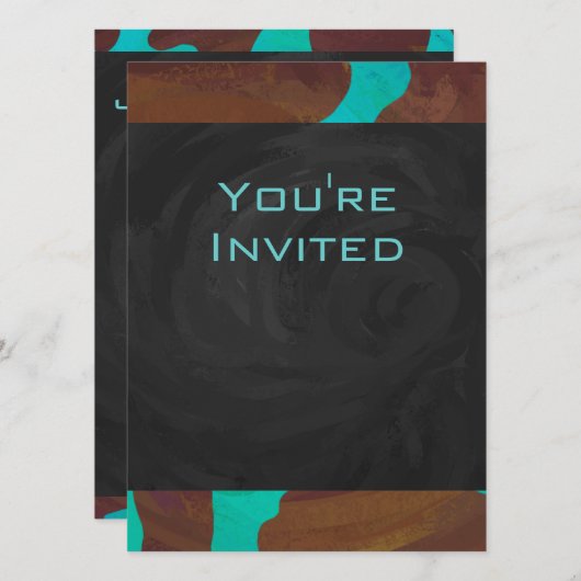 Monogram Kabelbruin en Blauwgroen afdrukken Kaart (Voorkant / Achterkant)