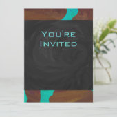 Monogram Kabelbruin en Blauwgroen afdrukken Kaart (Staand voorkant)