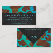 Monogram Kabelbruin en Blauwgroen afdrukken Visitekaartje (Voorkant / Achterkant)