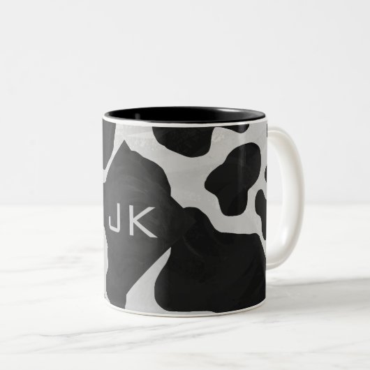 Monogram Kabelzwart en wit Tweekleurige Koffiemok (Voorkant rechts)