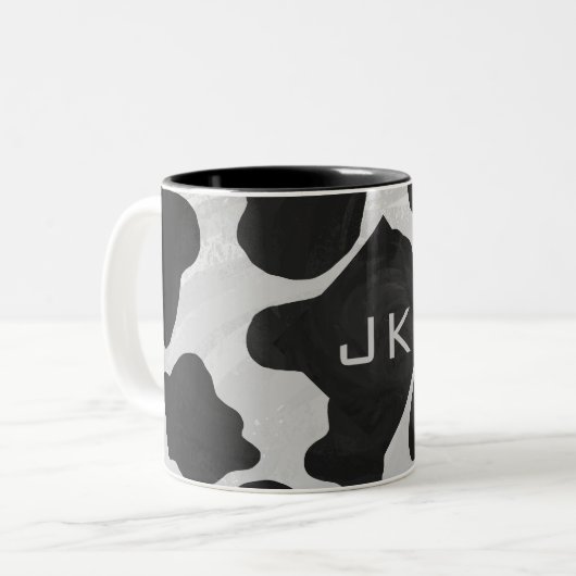 Monogram Kabelzwart en wit Tweekleurige Koffiemok (Voorkant links)