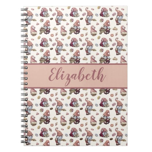 Monogram Kabouters Bakken Cupcakes Donuts Roze Sch Notitieboek (Voorkant)