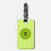 Monogram kalkgroen en wit zigzagpatroon bagagelabel (Achterkant verticaal)