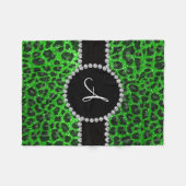 Monogram kalkgroene glitterluipaard fleece deken (Voorkant (Horizontaal))