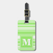 Monogram kalkgroene strepen bagagelabel (Voorkant verticaal)