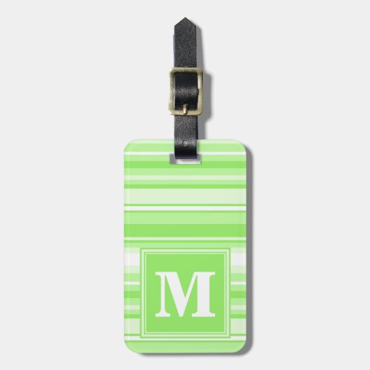 Monogram kalkgroene strepen bagagelabel (Voorkant verticaal)