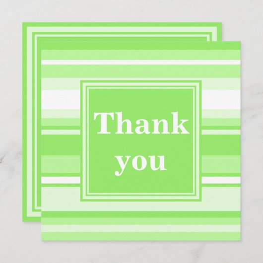 Monogram kalkgroene strepen bedankkaart (Voorkant / Achterkant)