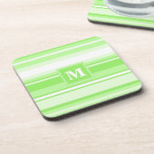 Monogram kalkgroene strepen bier onderzetter (Linkerzijde)