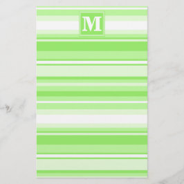 Monogram kalkgroene strepen briefpapier