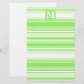 Monogram kalkgroene strepen briefpapier (Voorkant / Achterkant)