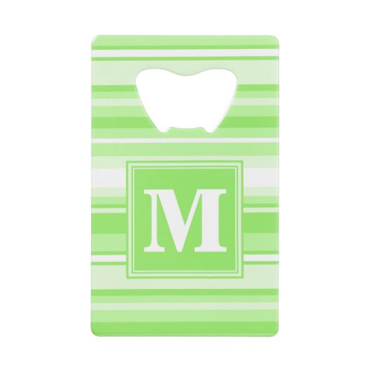 Monogram kalkgroene strepen creditkaart flessenopener (Voorkant)