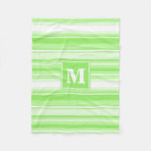 Monogram kalkgroene strepen fleece deken (Voorkant)