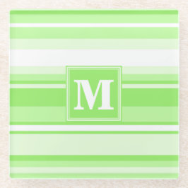 Monogram kalkgroene strepen glazen onderzetter