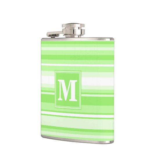 Monogram kalkgroene strepen heupfles (Links)