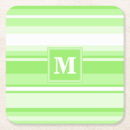 Monogram kalkgroene strepen kartonnen onderzetters
