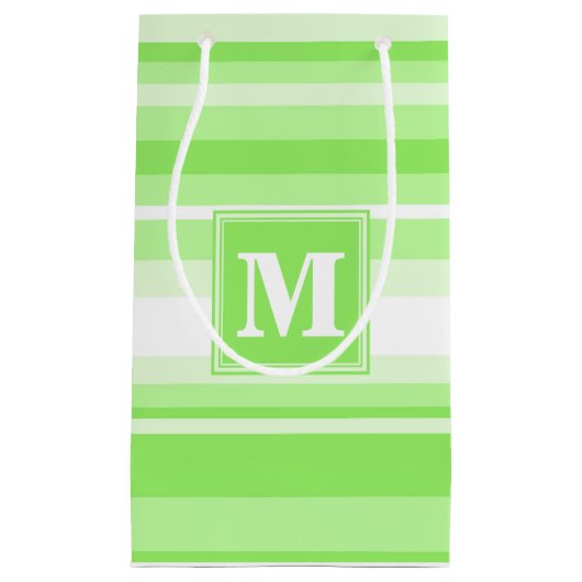 Monogram kalkgroene strepen klein cadeauzakje (Voorkant)