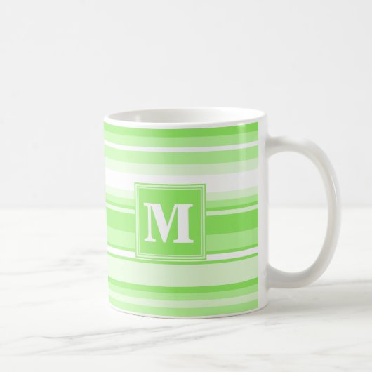 Monogram kalkgroene strepen koffiemok (Rechts)
