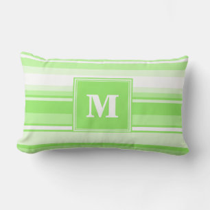Monogram kalkgroene strepen kussen