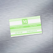Monogram kalkgroene strepen magnetisch visitekaartje (Voorbeeld)