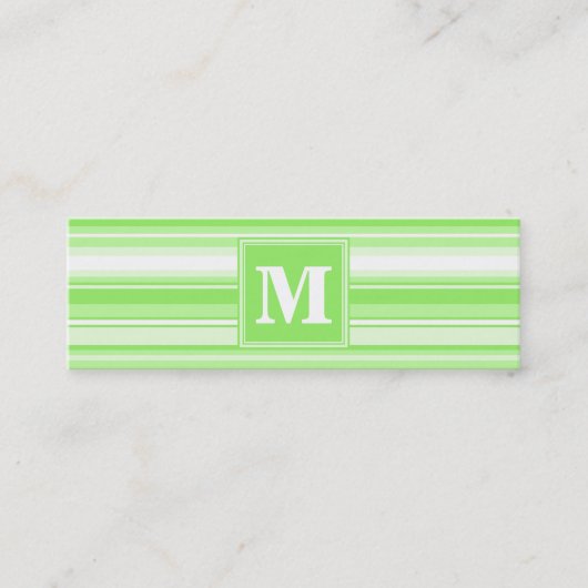 Monogram kalkgroene strepen mini visitekaartje (Voorkant)