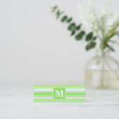 Monogram kalkgroene strepen mini visitekaartje (Staand voorkant)