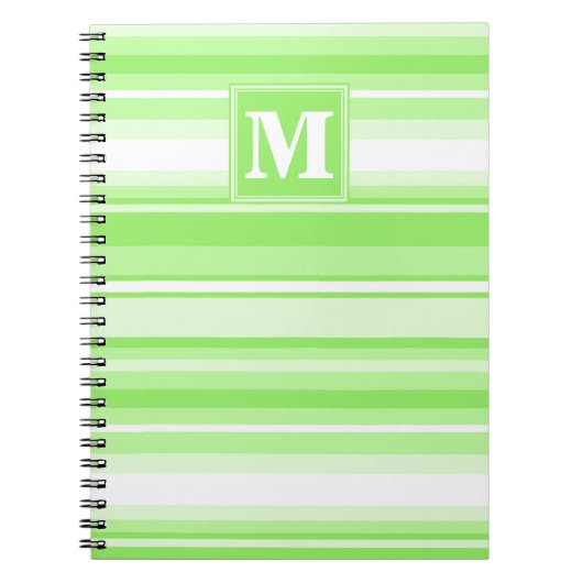 Monogram kalkgroene strepen notitieboek (Voorkant)
