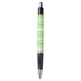 Monogram kalkgroene strepen pen