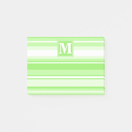 Monogram kalkgroene strepen post-it® notes (Voorkant)
