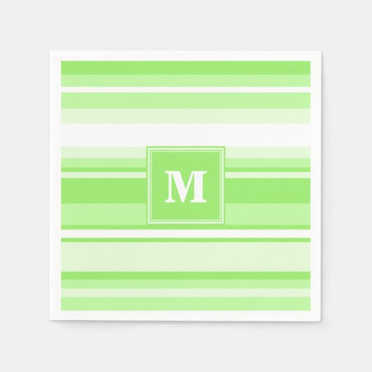 Monogram kalkgroene strepen servet (Voorkant)