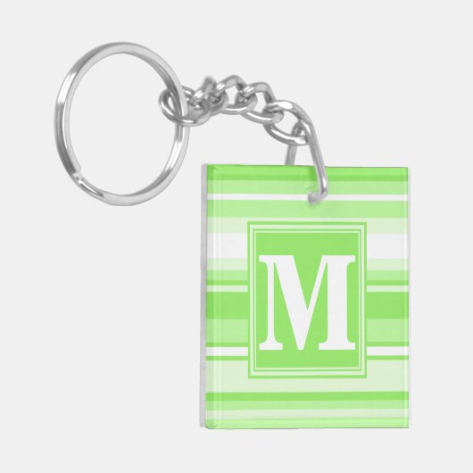 Monogram kalkgroene strepen sleutelhanger (Voorkant Links)