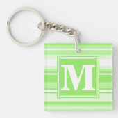 Monogram kalkgroene strepen sleutelhanger (Voorkant)
