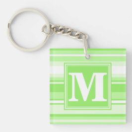 Monogram kalkgroene strepen sleutelhanger