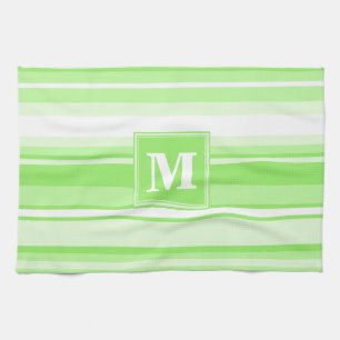 Monogram kalkgroene strepen theedoek
