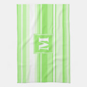 Monogram kalkgroene strepen theedoek (Verticaal)