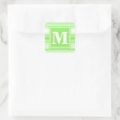 Monogram kalkgroene strepen vierkante sticker (Tas)
